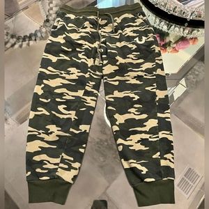 Men's True Religion Core Drawstring Sweatpants Camo Green Joggers